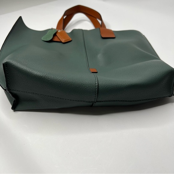 MDBM MAISON DE Beaute Marseille Green Leather Large Tote Shopper Bag - Picture 3 of 12